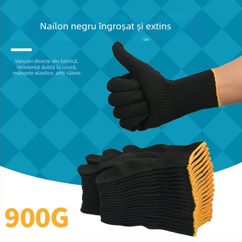 Mănuși negre din nylon, lungime 26 cm, protecție pentru mâini în munca grea de grădină, rezistente la abraziune, pentru recoltarea trestiei de zahăr și lăstari de bambus