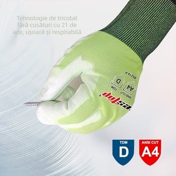 Mănuși anti-tăiere B5214.P21 ultra-subțiri, tricotate fără cusături, cu acoperire pe palmă
