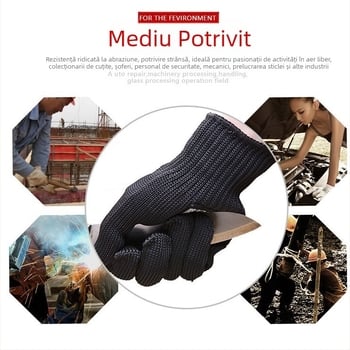 Protecție pentru antebraț cu 5 niveluri împotriva tăierilor, manșetă de încheietură din sârmă de oțel, pentru camping în aer liber