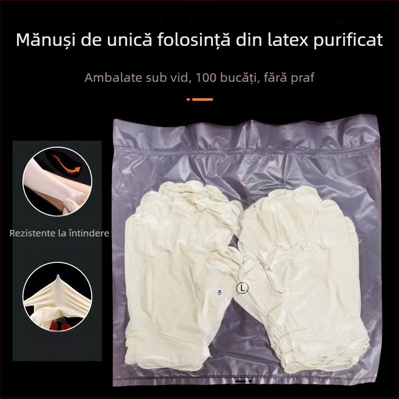 Mănuși din latex, de unică folosință, fără pudră, de 9 inch, întărite pentru protecție industrială, albe