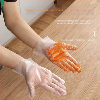 Mănuși de unică folosință din TPE, groase, de calitate alimentară, protectoare, transparente și durabile.