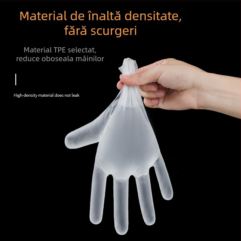 Mănuși de unică folosință din TPE, groase, de calitate alimentară, protectoare, transparente și durabile.