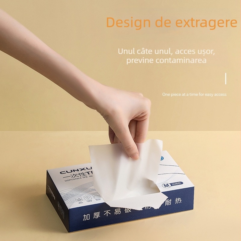 Mănuși de unică folosință din TPE, groase, de calitate alimentară, protectoare, transparente și durabile.