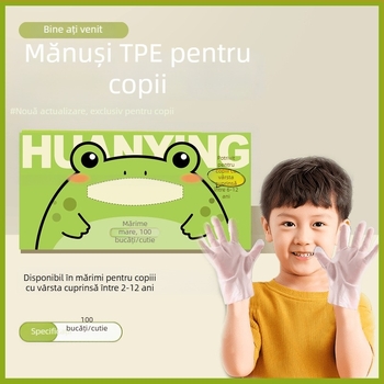 Mănuși pentru copii, de unică folosință, TPE groase, rezistente la ulei și impermeabile, în design cu broască