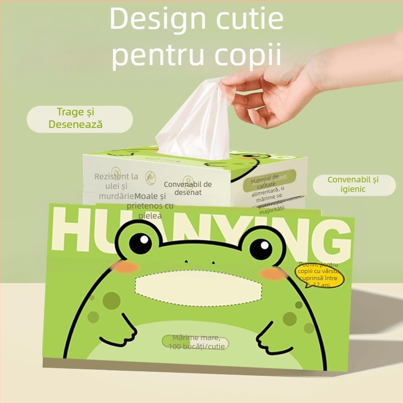 Mănuși pentru copii, de unică folosință, TPE groase, rezistente la ulei și impermeabile, în design cu broască