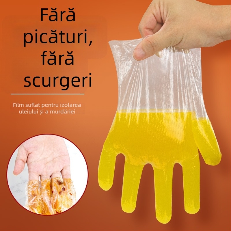 Mănuși PE de unică folosință, ambalate individual, de calitate alimentară, rezistente la ulei, cu grosime crescută, durabile, pentru catering și uz comercial