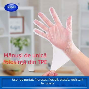 Mănuși de unică folosință din TPE, întărite, pentru catering, coacere și bucătărie, antiderapante și rezistente la ulei