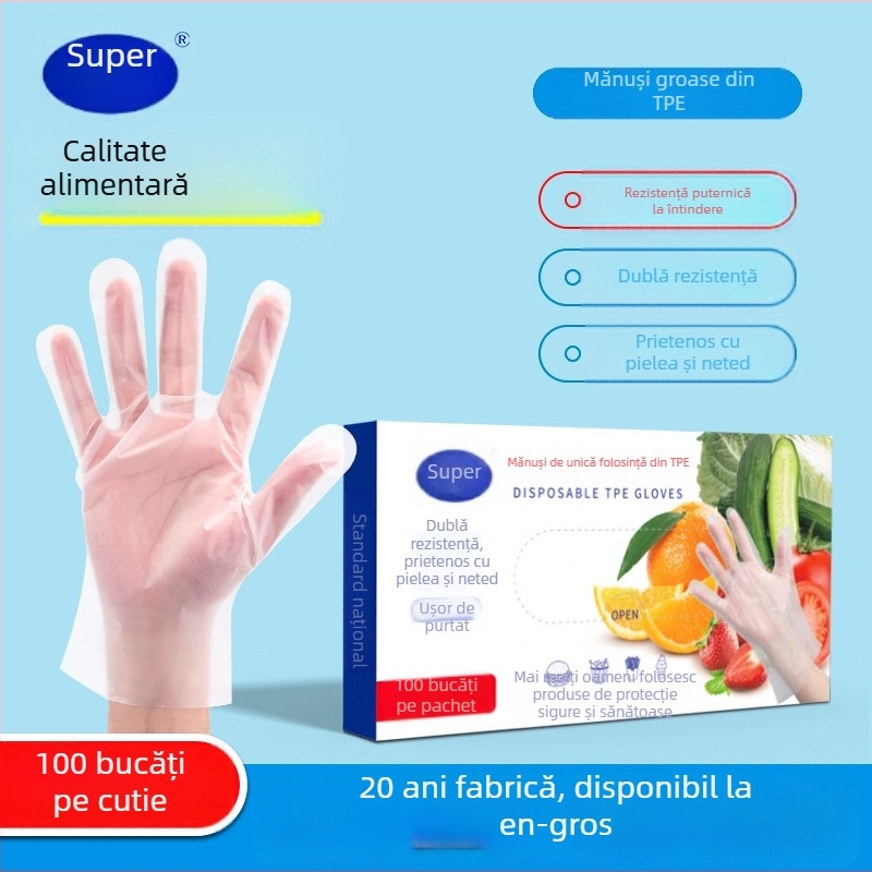 Mănuși de unică folosință din TPE, întărite, pentru catering, coacere și bucătărie, antiderapante și rezistente la ulei