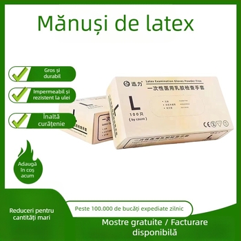 Mănuși de unică folosință din latex, finisaj mat, anti-alunecare, pentru protecție la muncă, electronică, semiconductori și catering