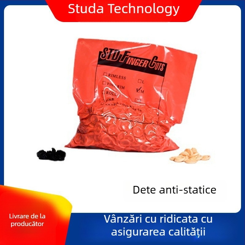 Protecții pentru degete din latex antistatice, antiderapante și rezistente la uzură, pentru spații curate în electronica semiconductorilor, 500 g/ambalaj