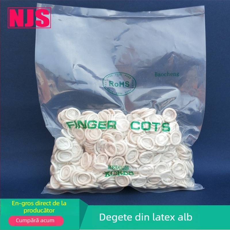 Protecții deget din latex, de unică folosință, albe și bej, fără pudră, anti-static, pentru tatuaj cosmetic
