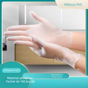 Mănuși de unică folosință din PVC pentru bucătărie, igienă alimentară, catering și îngrijire acasă a frumuseții, îngroșate, durabile, 100 de bucăți