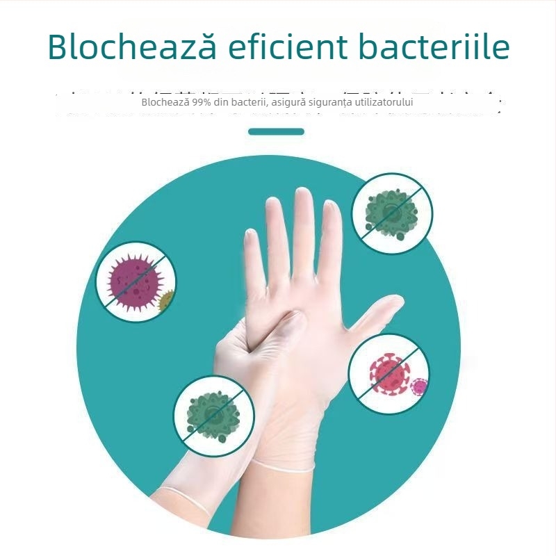Mănuși de unică folosință din PVC pentru bucătărie, igienă alimentară, catering și îngrijire acasă a frumuseții, îngroșate, durabile, 100 de bucăți