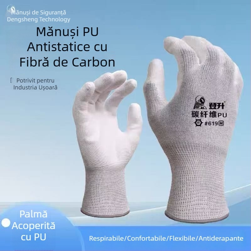 Dengsheng 619 mănuși de lucru antistatice, protective, antiderapante, durabile, respirabile, cu acoperire din cauciuc