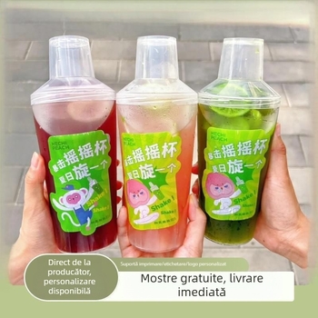 Cupa de shaker pentru ceai cu lămâie și ceai de fructe, de unică folosință, cu capac