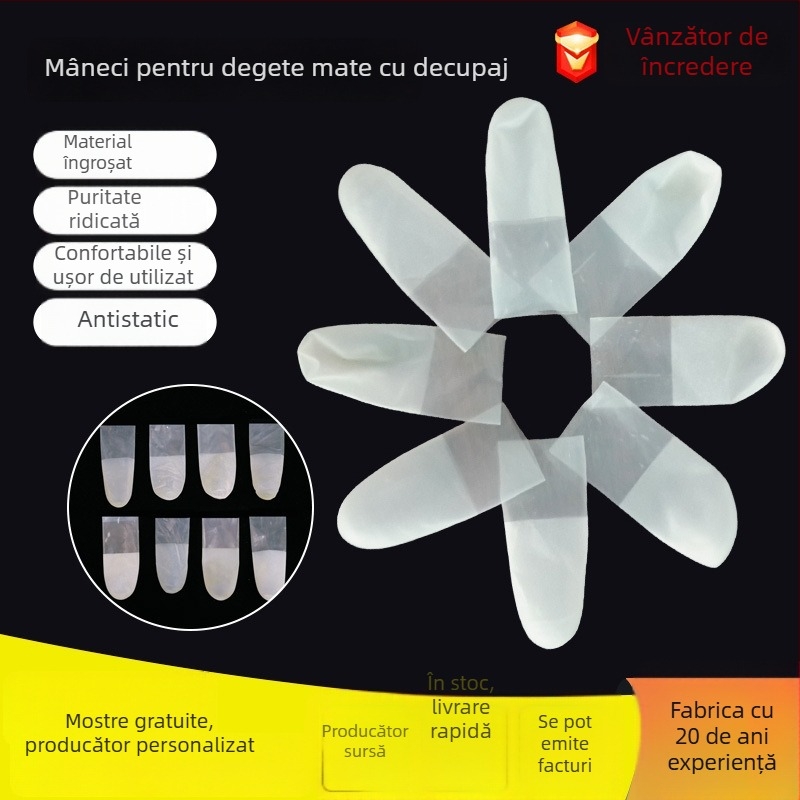 Protecții pentru degete din latex, de unică folosință, cu găuri decupate, albe, antistatice, pentru producția electronică