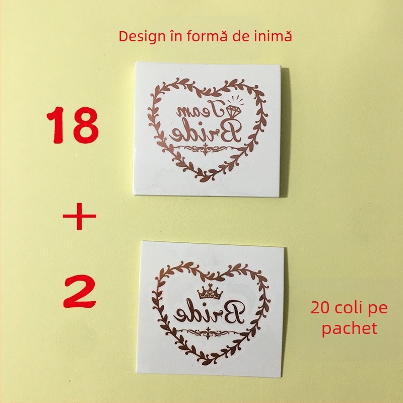 Team Bride tatuaje metalice pentru petrecerea viitoarei mirese, folii aurii și argintii