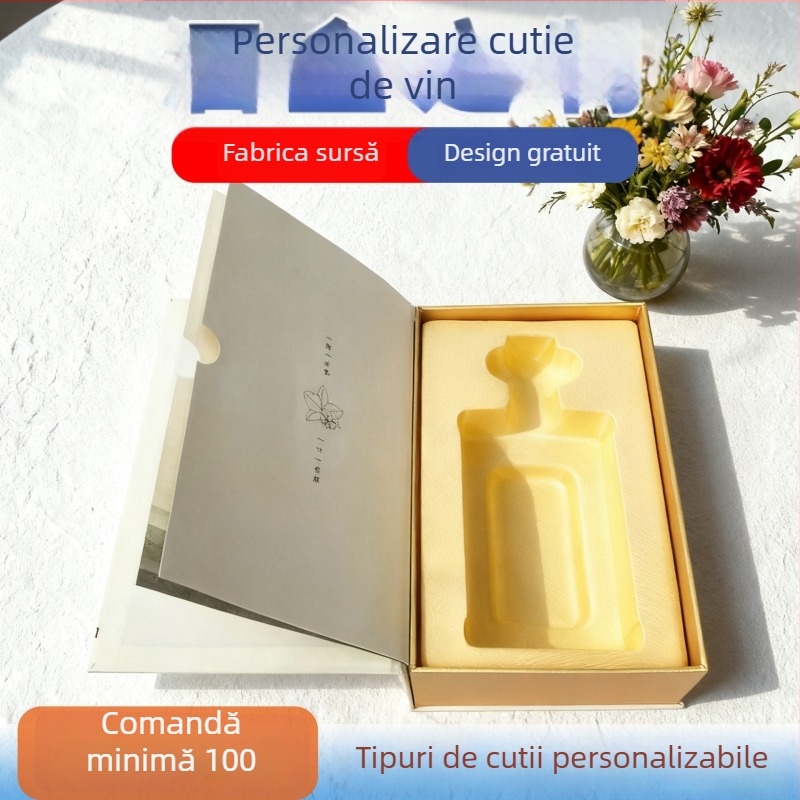 Cutie cadou pentru vin cu capac rabatabil – ambalaj premium pentru vinuri albe și roșii