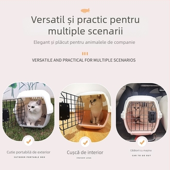 Cușcă de transport din plastic, mare, pentru pisici și câini, pentru călătorii
