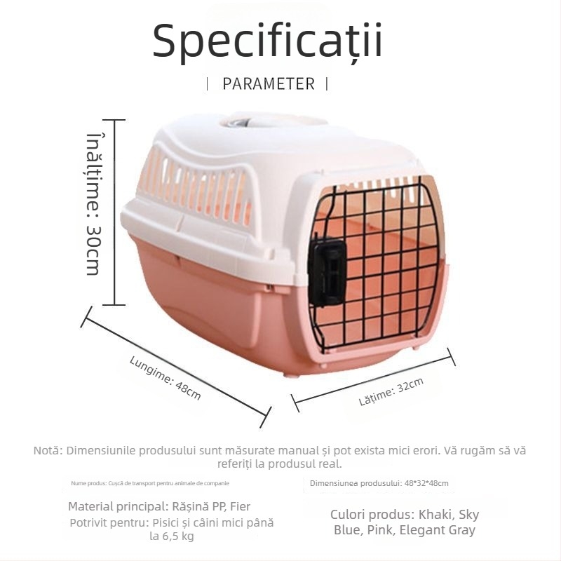 Cușcă de transport din plastic, mare, pentru pisici și câini, pentru călătorii