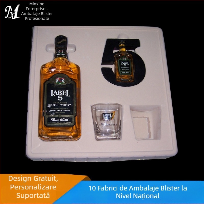 Interior blister velurat personalizat pentru cutii cadou cu băuturi, design gratuit