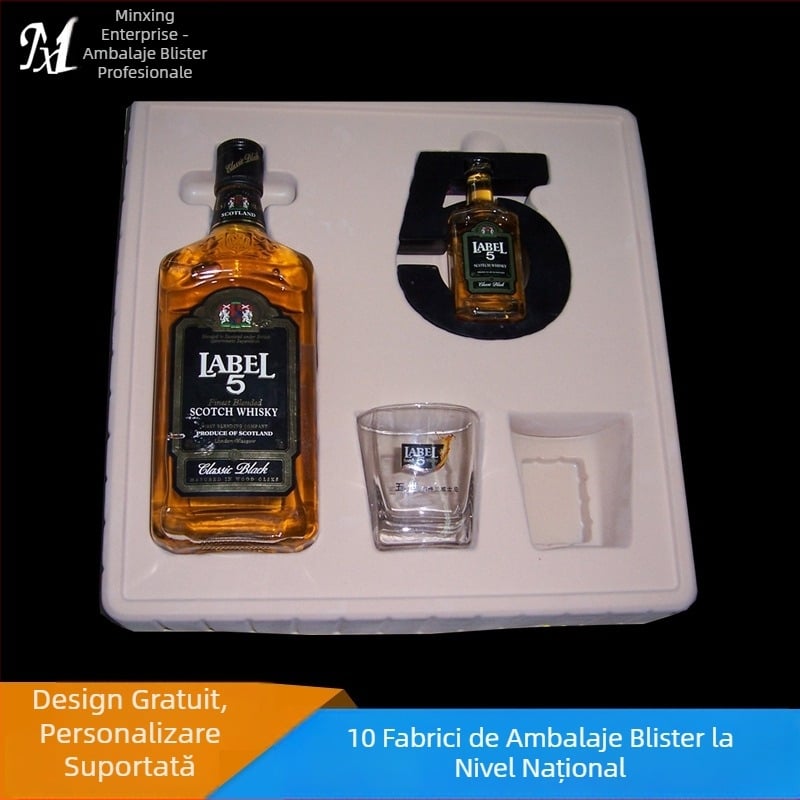 Interior blister velurat personalizat pentru cutii cadou cu băuturi, design gratuit