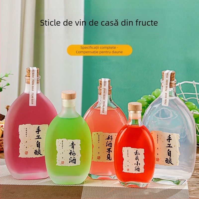 Sticlă transparentă din cristal pentru vin de fructe făcut acasă, finisaj mat, recipient mic, imprimare a siglei posibilă