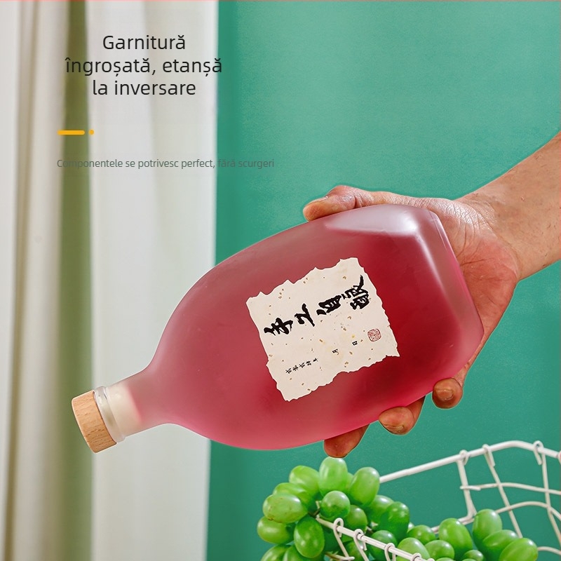 Sticlă transparentă din cristal pentru vin de fructe făcut acasă, finisaj mat, recipient mic, imprimare a siglei posibilă