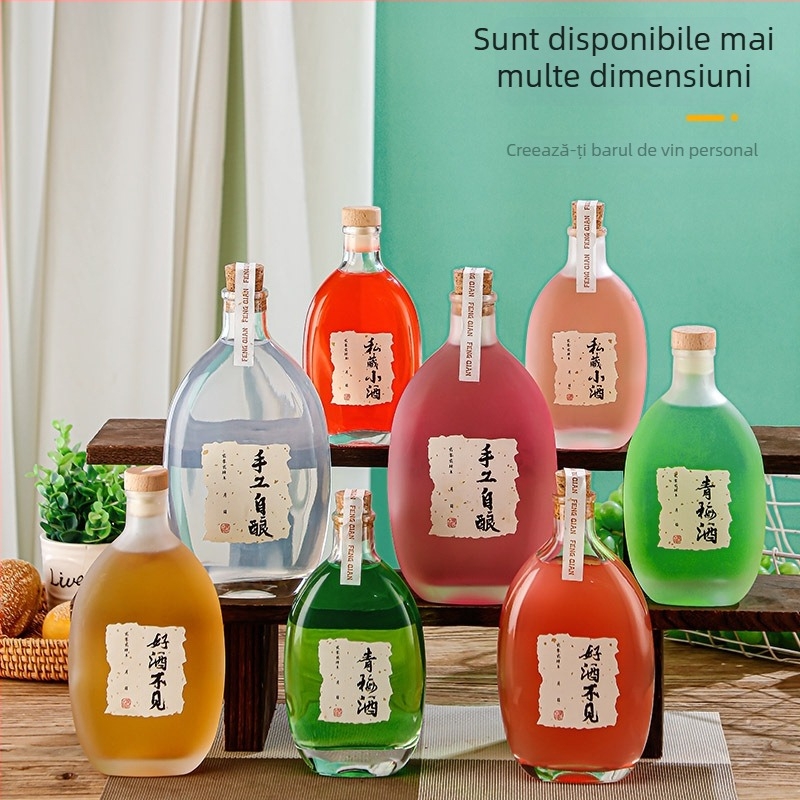 Sticlă transparentă din cristal pentru vin de fructe făcut acasă, finisaj mat, recipient mic, imprimare a siglei posibilă