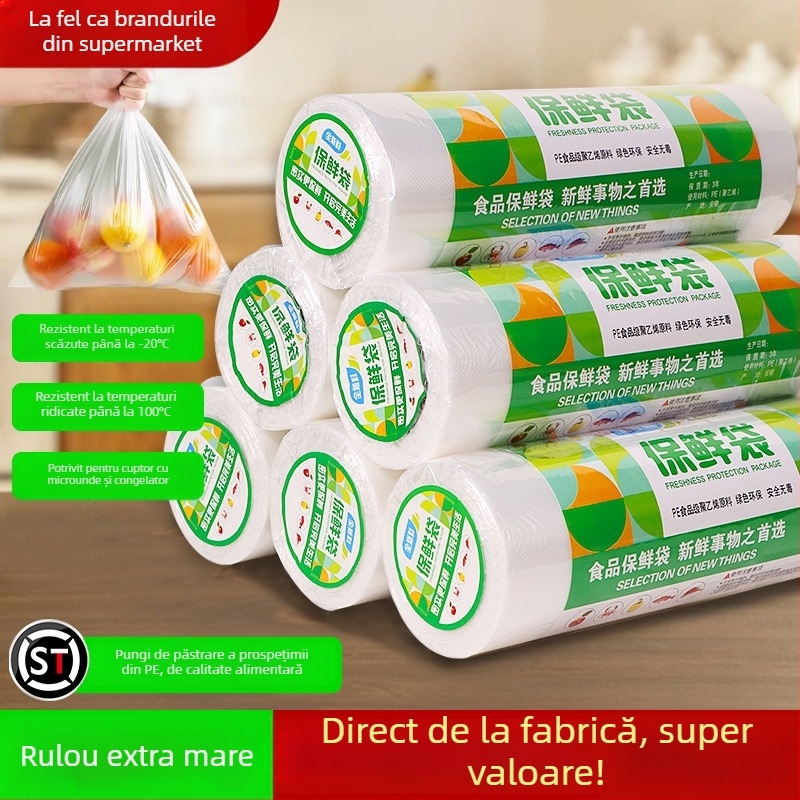 Saci groși pentru păstrarea prospețimii alimentelor în frigider, sacoșe cu deschidere plată pentru legume, sacoșe din plastic alimentar