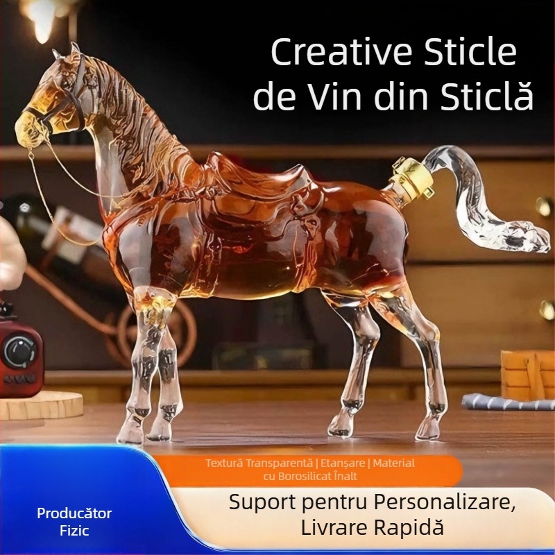 Sticlă de vin din borosilicat cu cal zodiacal, decantor cu design animal