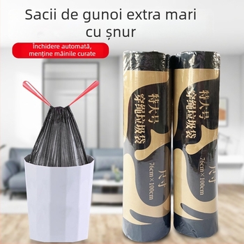 Sac de gunoi cu șnur, extra-large, îngroșat, cu mâner, din plastic
