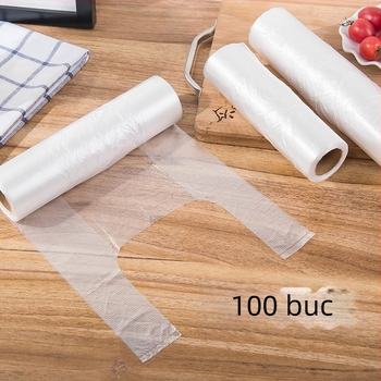 Saci de depozitare a alimentelor în stil vestă, saci pe rolă cu deschidere ruptă, mari, medii și mici, pungi pentru fructe