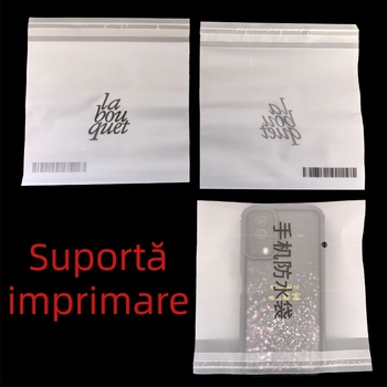 Pungă autoadezivă mată, transparentă, cu deschidere plată, pentru bijuterii, huse de telefon și accesorii digitale, imprimare personalizată, sigilare automată