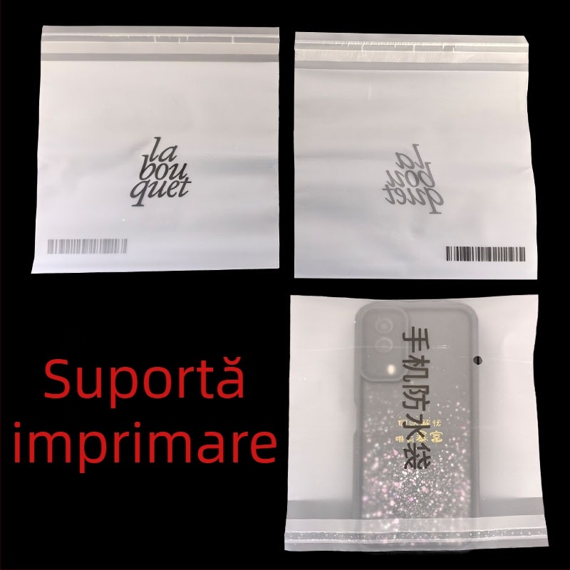 Pungă autoadezivă mată, transparentă, cu deschidere plată, pentru bijuterii, huse de telefon și accesorii digitale, imprimare personalizată, sigilare automată