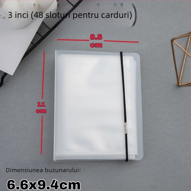 Album Polaroid pentru carduri cu pagini într-o singură grilă, album foto transparent de 3 inch pentru cărți poștale cu stele