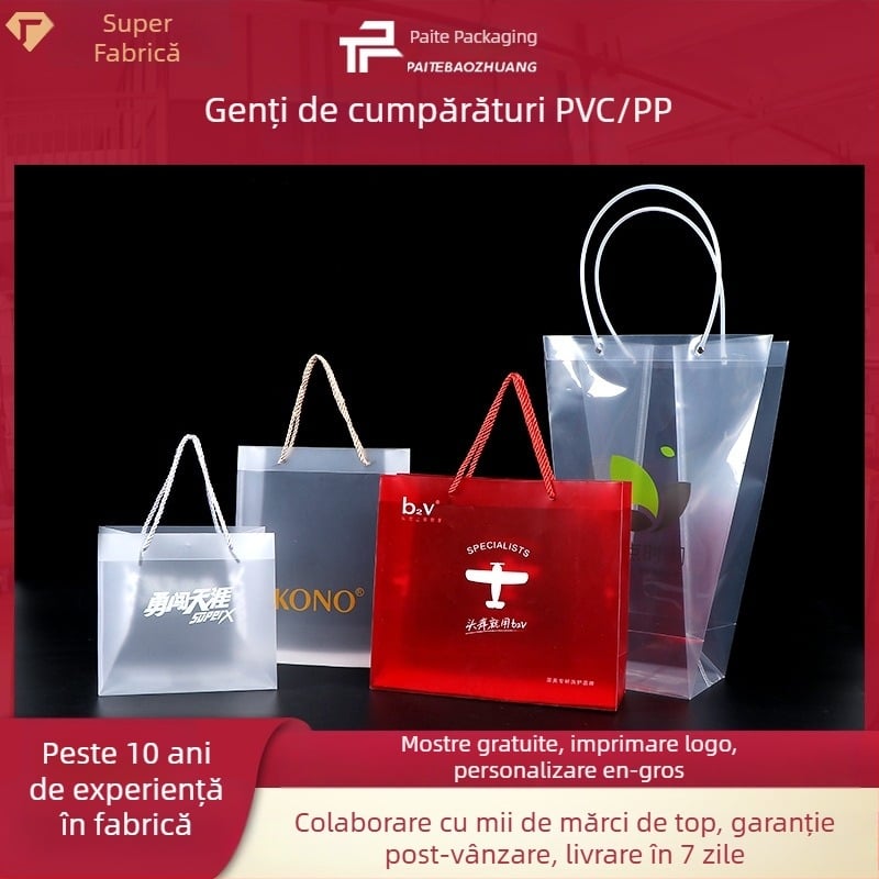 Geantă tote PP mată, transparentă, pentru cosmetice și cadouri, ambalaj PVC, personalizabilă