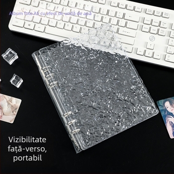 Album A5 pentru carduri cu valuri de apă, din plastic transparent, cu șase găuri și patru compartimente pentru My Little Pony