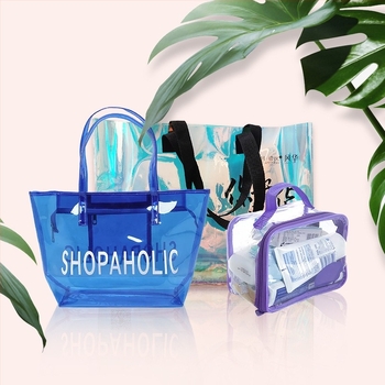 Sac PVC impermeabil pentru cumpărături, cu design gravat cu laser și imprimare a logo-ului