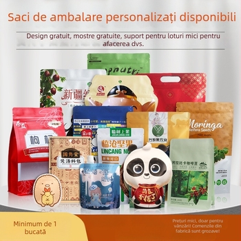Pungă de ambalare alimentară personalizată: folie de aluminiu, pungă din plastic sigilant, hârtie Kraft, pungă cu bază stabilă și fermoar, pungă vid cu nailon și imprimare