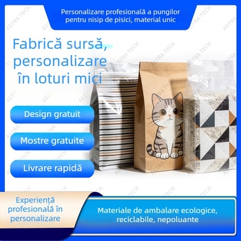 Pungi PP cu bază stabilă, sigilabile, pentru hrana animalelor de companie, nisip de pisică și mâncare pentru câini.