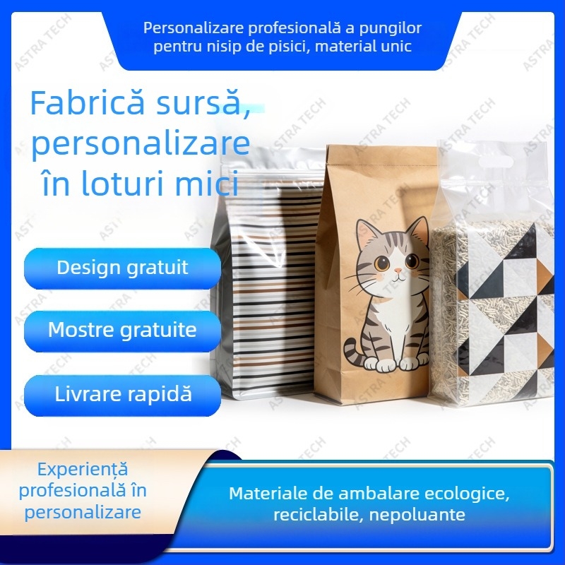 Pungi PP cu bază stabilă, sigilabile, pentru hrana animalelor de companie, nisip de pisică și mâncare pentru câini.