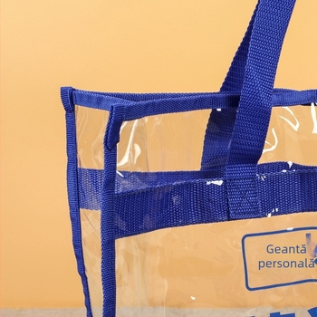 Geantă din PVC transparentă cu fermoar și mâner, organizator de depozitare, cu imprimare logo