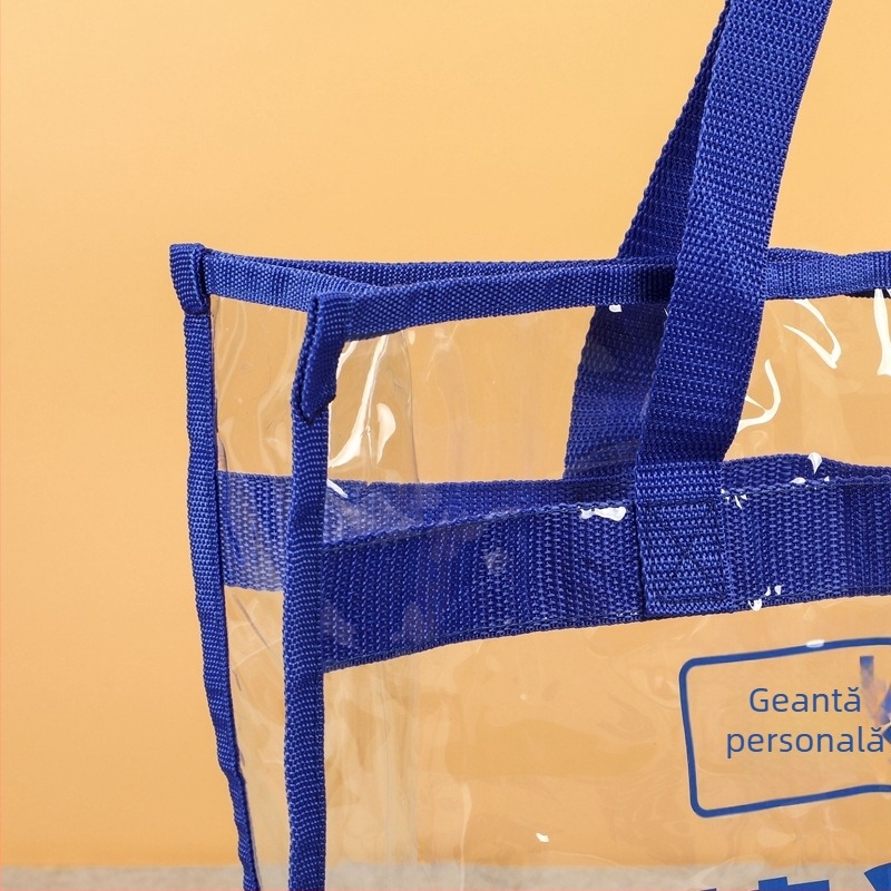 Geantă din PVC transparentă cu fermoar și mâner, organizator de depozitare, cu imprimare logo