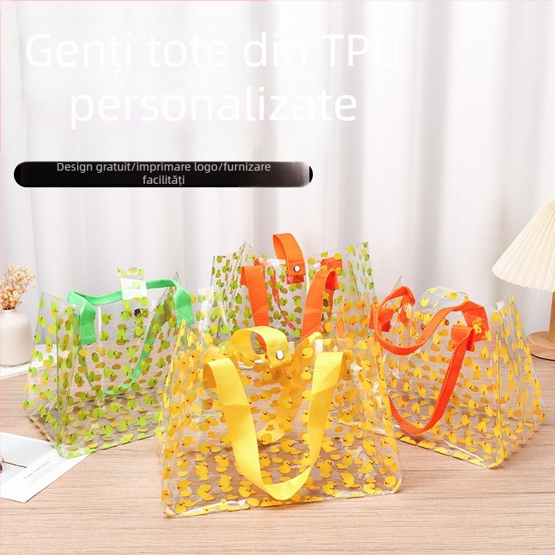 Geantă transparentă TPU, husă de mână personalizată, groasă, la modă pentru cumpărături, ambalaj premium pentru cadouri