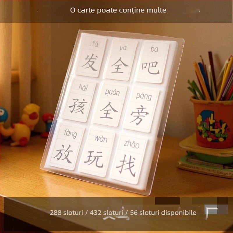 Album de stocare pentru carduri cu 9 compartimente, album pentru învățare pentru copii, capacitate mare, copertă transparentă PP, album foto de 3 inci pentru colecție