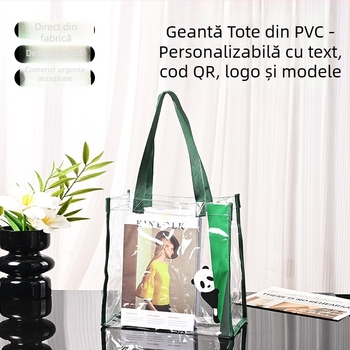 Geantă PVC Transparentă – Capacitate Mare, Rezistentă la apă, pentru cumpărături, sală și cadouri