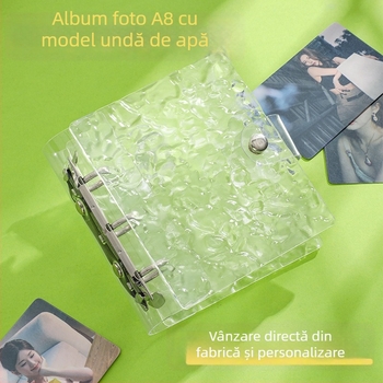 A8 album de carduri cu textură valuri, închidere cu cataramă, album transparent cu o singură coloană, album foto cu foi detașabile pentru idoli