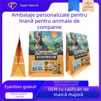 Pungi personalizate pentru hrană pentru animale de companie (câine și pisică), sigilare pe opt laturi