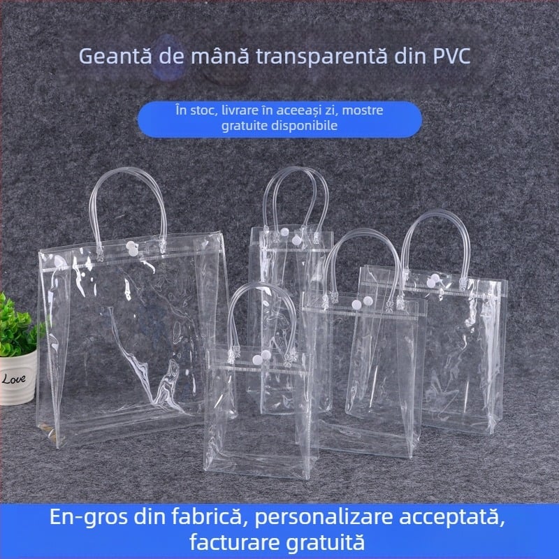 Geantă de cadouri din PVC transparentă, impermeabilă, pentru suveniruri de nuntă, personalizabilă
